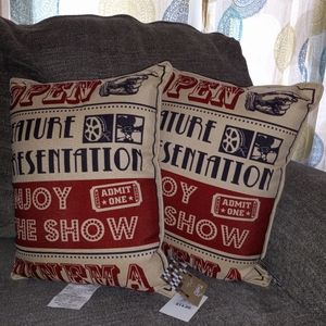 2 New Nostalgic Old Time Theater Camera Throw Pillows